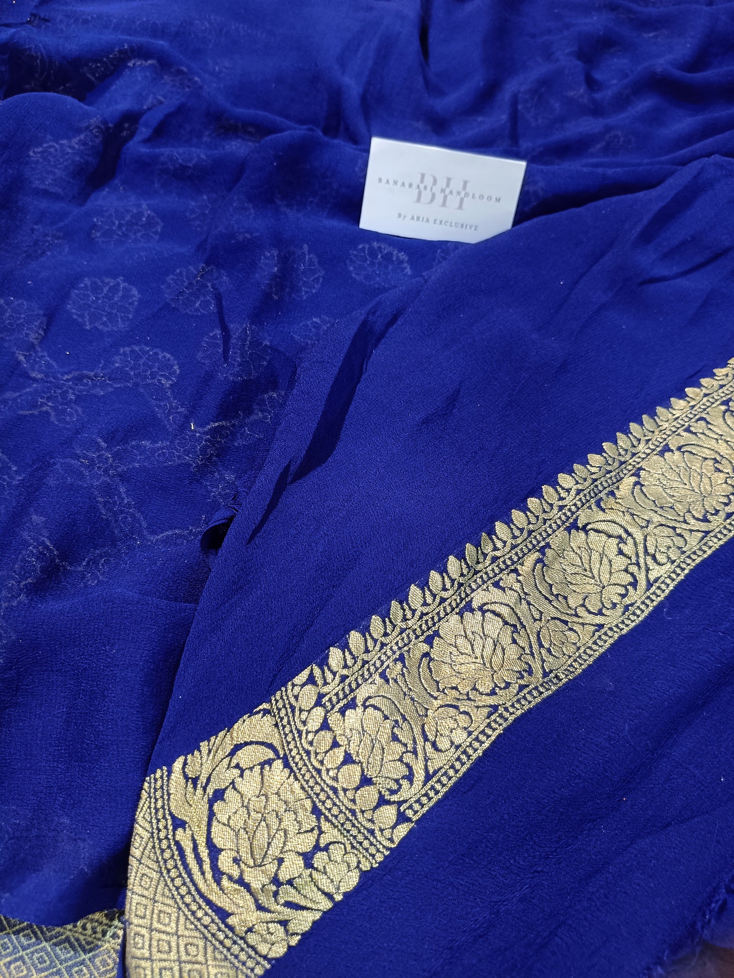 Pure Handloom Khaddi Chiffon Banarasi Saree with Floral Booti and Jaal Design
