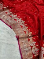 Pure Handloom Mashru Katan Silk Banarasi Saree with Paisley Border