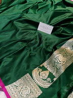 Pure Handloom Mashru Katan Silk Banarasi Saree with Floral Jaal Weaving