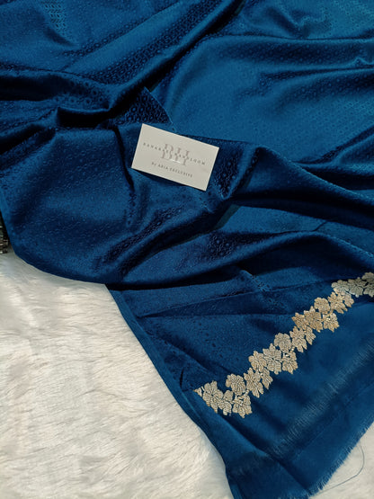 Pure Handloom Mashru Katan Silk Open Border Banarasi Saree with Floral Vine Weaving