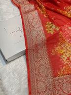 Pure Handloom Khaddi Chiffon Banarasi Saree with Floral Digital Print