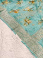 Pure Handloom Khaddi Chiffon Banarasi Saree with Floral Digital Print