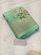 Pure Handloom Khaddi Chiffon Banarasi Saree with Floral Digital Print