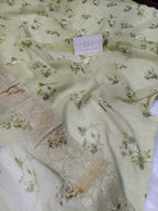 Pure Handloom Khaddi Chiffon Banarasi Saree with Floral Digital Print
