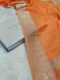 Pure Handloom Khaddi Chiffon Silver Zari Banarasi Saree