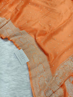 Pure Handloom Khaddi Chiffon Silver Zari Banarasi Saree