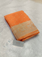 Pure Handloom Khaddi Chiffon Silver Zari Banarasi Saree