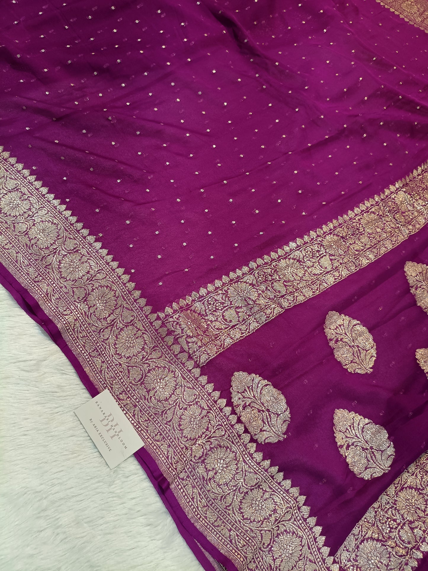 Pure Handloom Khaddi Chiffon Silver Zari Banarasi Saree