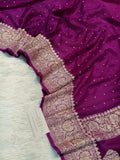 Purple Shade Handwoven Khaddi Chiffon Georgette Booti