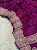 Pure Handloom Khaddi Chiffon Silver Zari Banarasi Saree