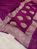 Pure Handloom Khaddi Chiffon Silver Zari Banarasi Saree