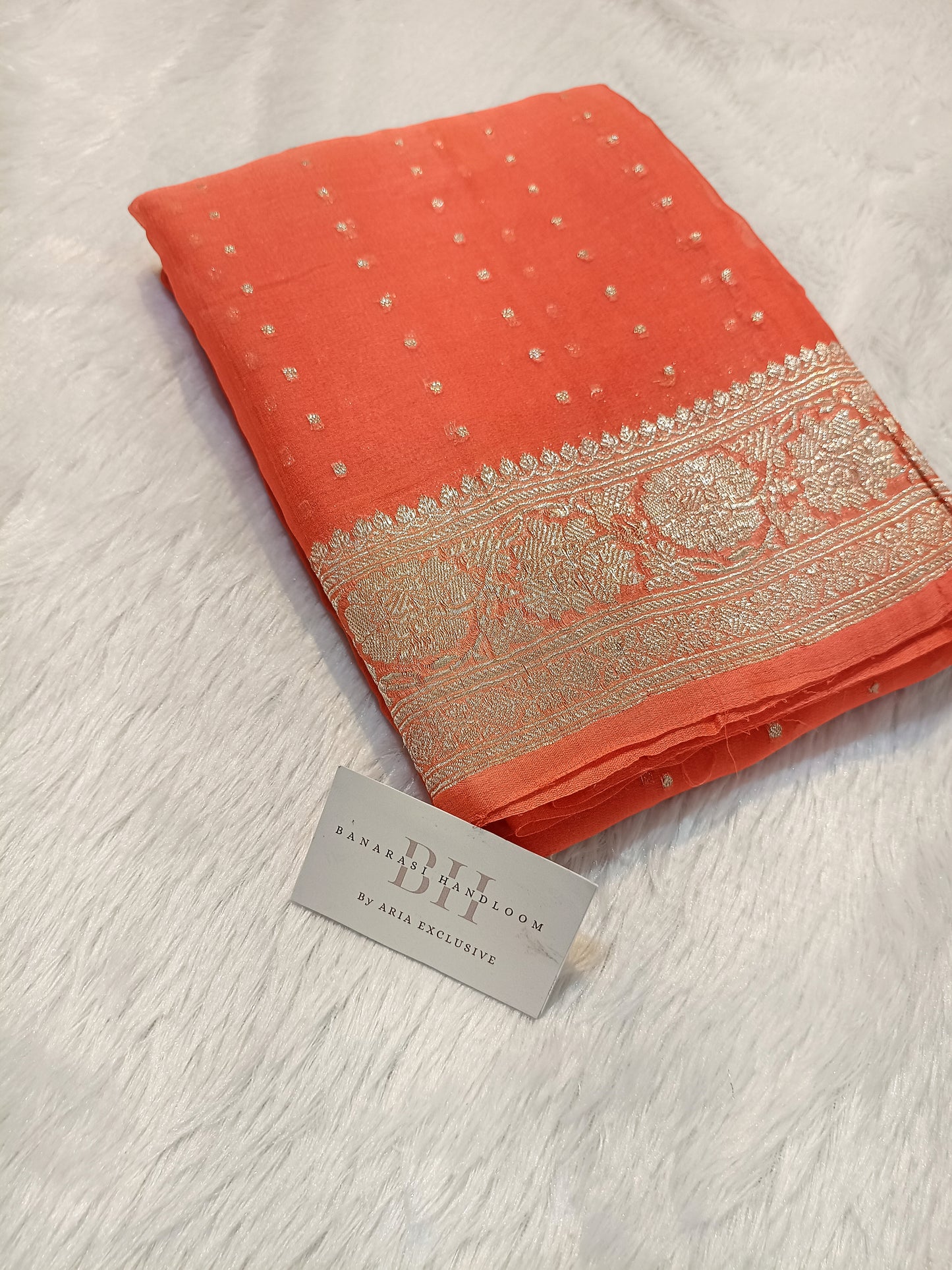 Pure Handloom Khaddi Chiffon Silver Zari Banarasi Saree