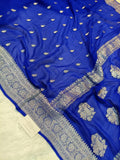 Pure Handloom Khaddi Chiffon Silver Zari Banarasi Saree