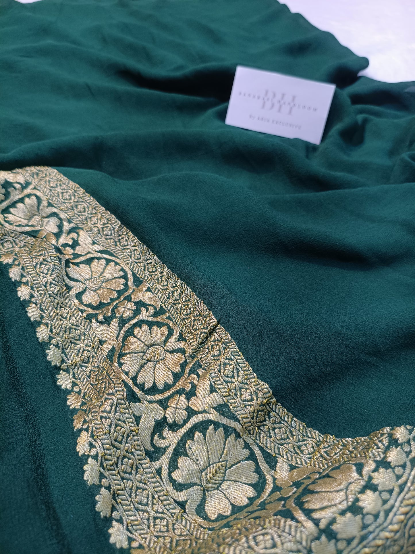 Pure Handloom Khaddi Chiffon Banarasi Saree with Floral Jangla