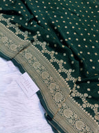 Pure Handloom Khaddi Chiffon Banarasi Saree with Small Booti and Jangla Pallu