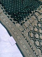 Pure Handloom Khaddi Chiffon Banarasi Saree with Small Booti and Jangla Pallu