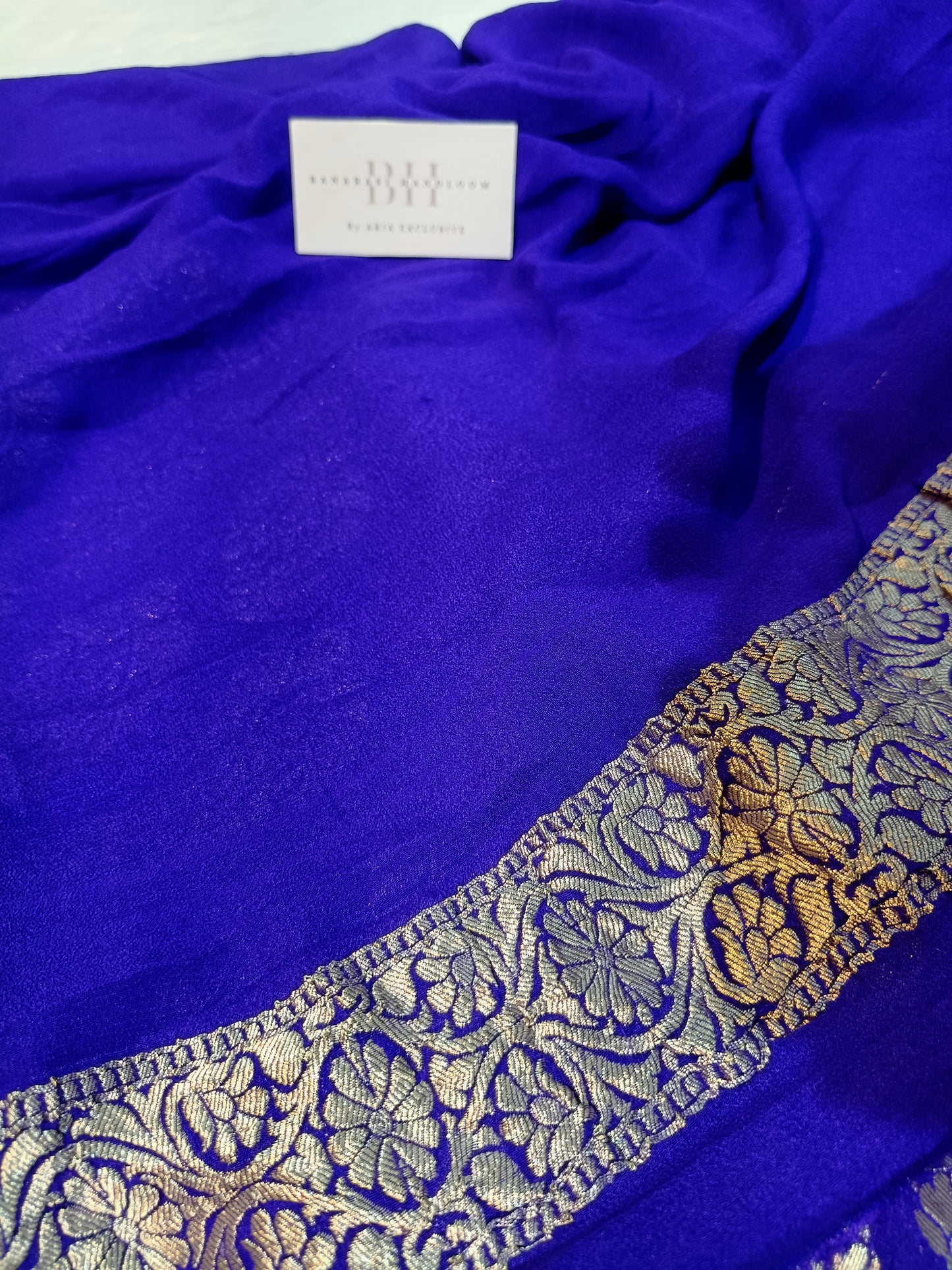 Pure Handloom Khaddi Chiffon Banarasi Saree with Jangla Woven Design
