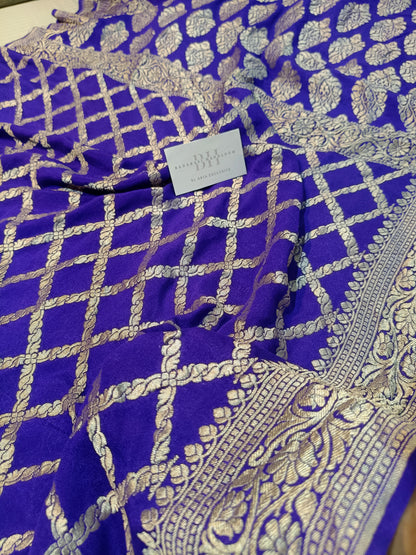 Pure Handloom Khaddi Chiffon Banarasi Saree with Jangla Woven Design