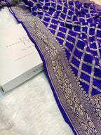 Pure Handloom Khaddi Chiffon Banarasi Saree with Jangla Woven Design