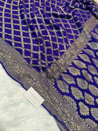 Pure Handloom Khaddi Chiffon Banarasi Saree with Jangla Woven Design