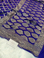 Pure Handloom Khaddi Chiffon Banarasi Saree with Jangla Woven Design