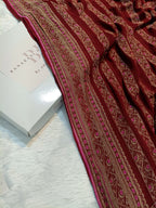 Pure Handloom Khaddi Chiffon Banarasi Saree with Meenakari Stripe Weaving