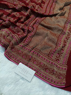 Pure Handloom Khaddi Chiffon Banarasi Saree with Meenakari Stripe Weaving