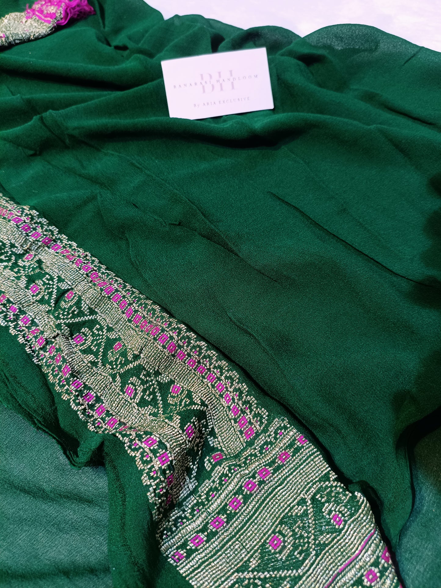 Pure Handloom Khaddi Chiffon Banarasi Saree with Meenakari Stripe Weaving