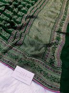 Pure Handloom Khaddi Chiffon Banarasi Saree with Meenakari Stripe Weaving
