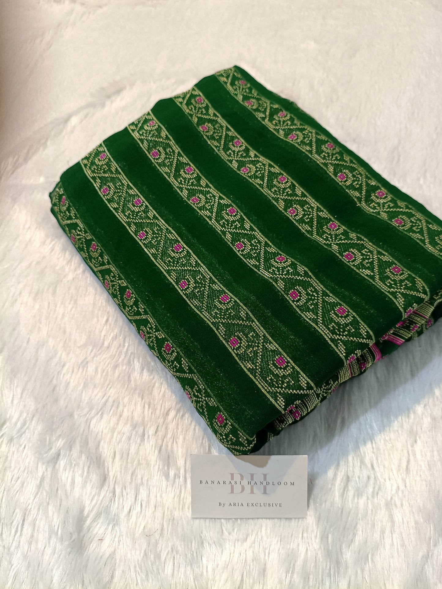 Pure Handloom Khaddi Chiffon Banarasi Saree with Meenakari Stripe Weaving