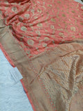 Pure Handloom Khaddi Chiffon Banarasi Saree with Meenakari Floral Jangla Weaving