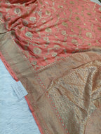 Pure Handloom Khaddi Chiffon Banarasi Saree with Meenakari Floral Jangla Weaving