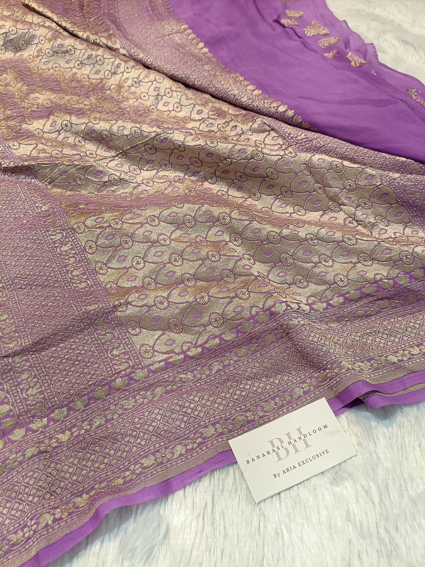 Pure Handloom Khaddi Chiffon Banarasi Saree with Meenakari Floral Buta Weaving