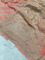 Pure Handloom Khaddi Chiffon Banarasi Saree with Meenakari Floral Buta Weaving