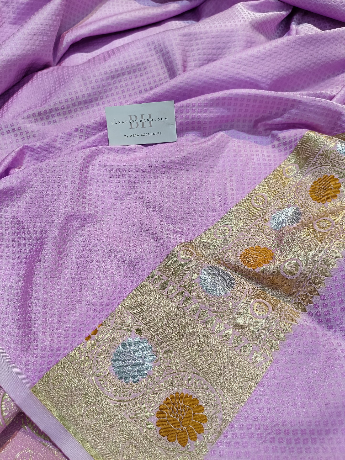 Pure Handloom Katan Silk Banarasi Saree with Meenakari Jaal Weaving