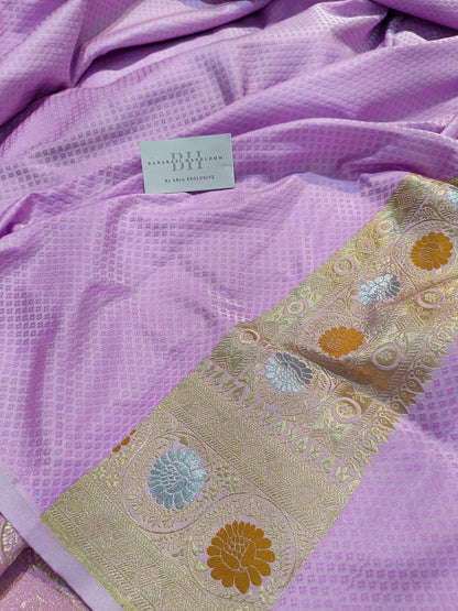 Pure Handloom Katan Silk Banarasi Saree with Meenakari Jaal Weaving