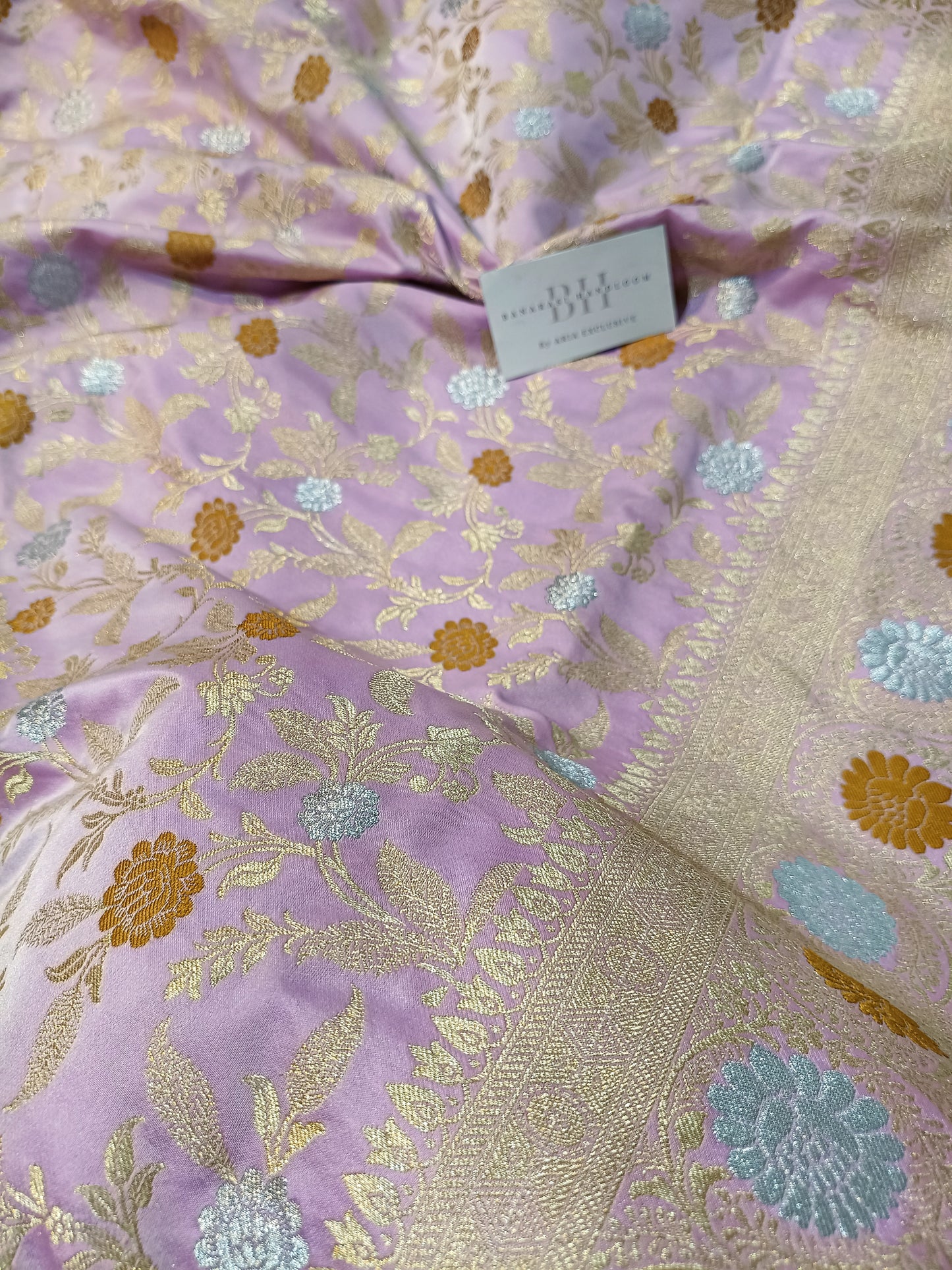 Pure Handloom Katan Silk Banarasi Saree with Meenakari Jaal Weaving