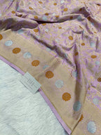 Pure Handloom Katan Silk Banarasi Saree with Meenakari Jaal Weaving
