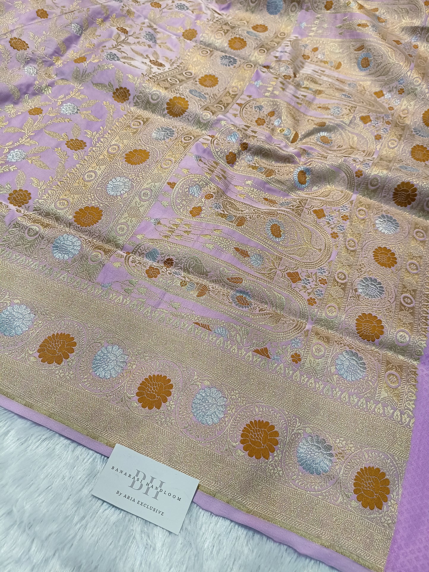 Pure Handloom Katan Silk Banarasi Saree with Meenakari Jaal Weaving