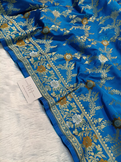 Pure Handloom Katan Silk Banarasi Saree with Meenakari Jaal Weaving