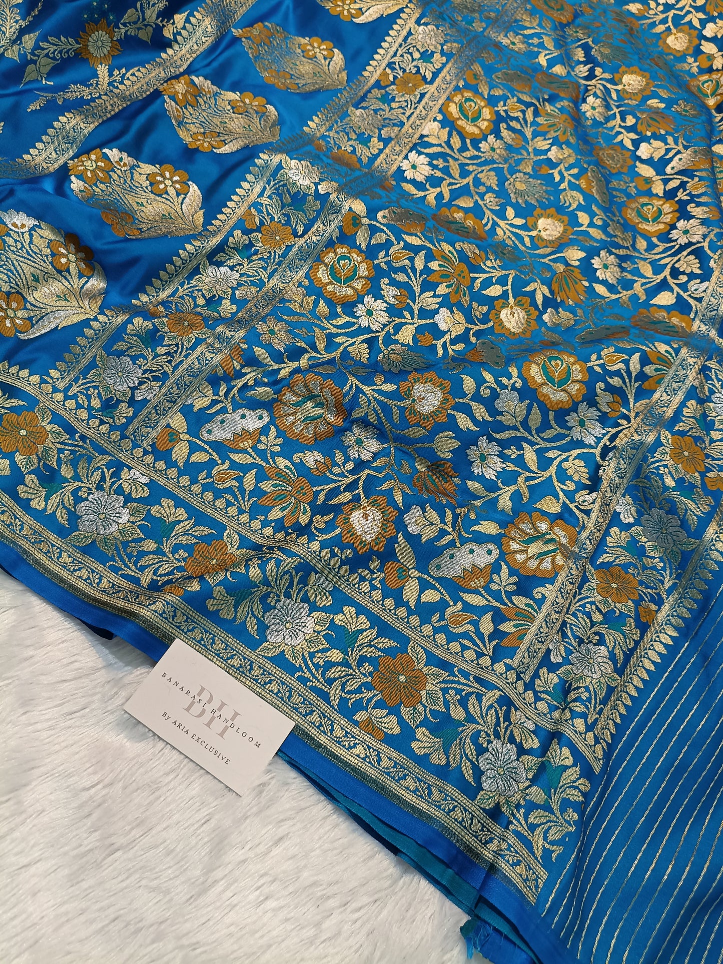 Pure Handloom Katan Silk Banarasi Saree with Meenakari Jaal Weaving