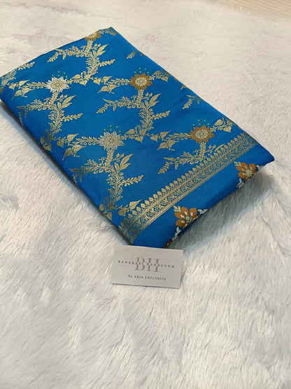 Pure Handloom Katan Silk Banarasi Saree with Meenakari Jaal Weaving