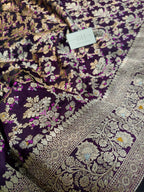 Pure Handloom Katan Silk Banarasi Saree with Meenakari Jaal Weaving