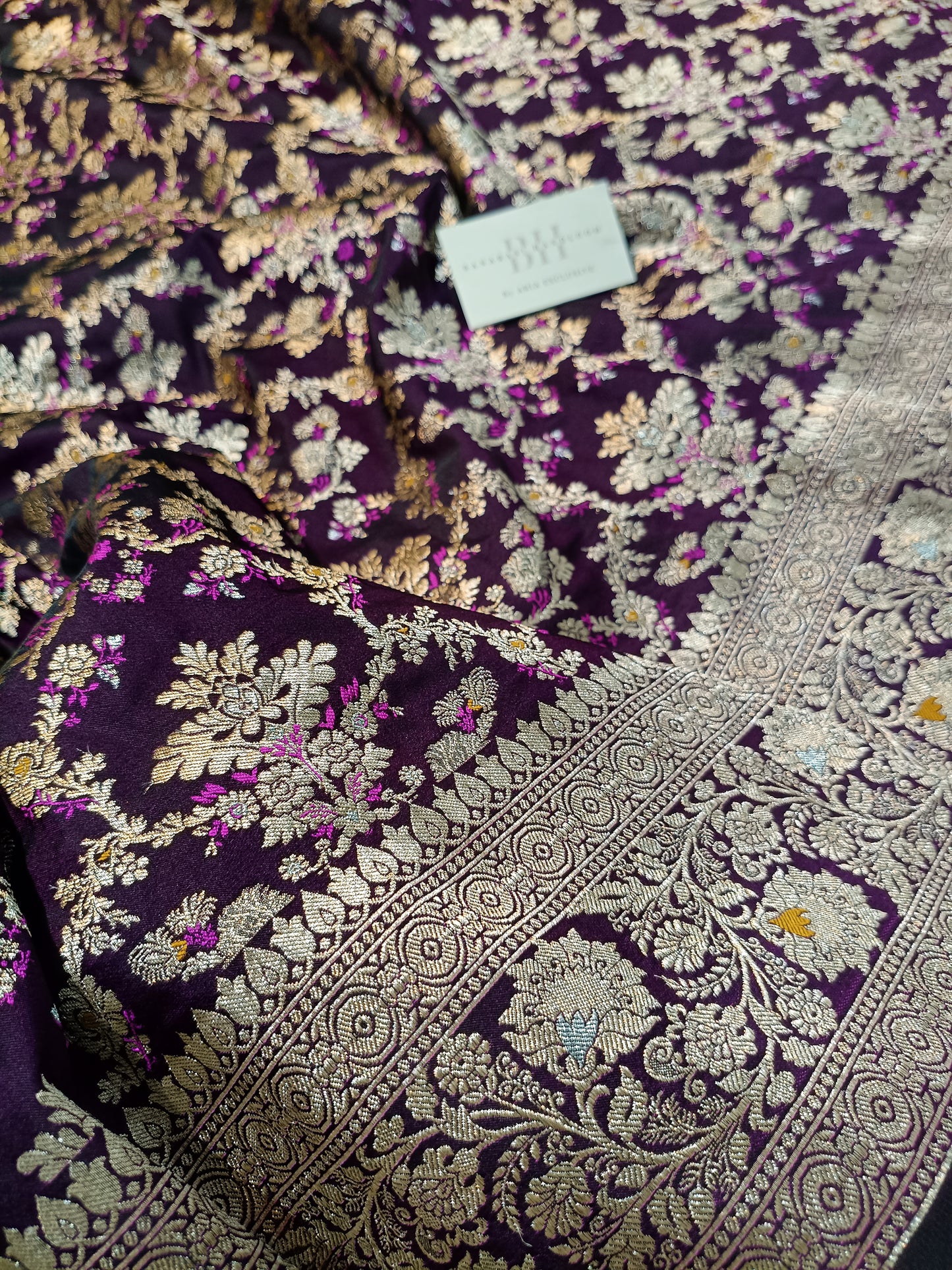 Pure Handloom Katan Silk Banarasi Saree with Meenakari Jaal Weaving