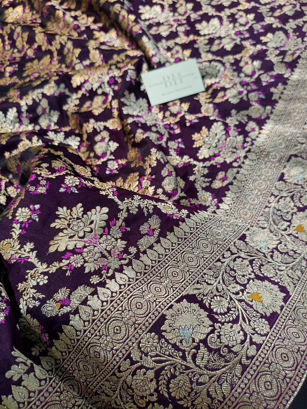 Pure Handloom Katan Silk Banarasi Saree with Meenakari Jaal Weaving