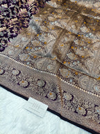Pure Handloom Katan Silk Banarasi Saree with Meenakari Jaal Weaving