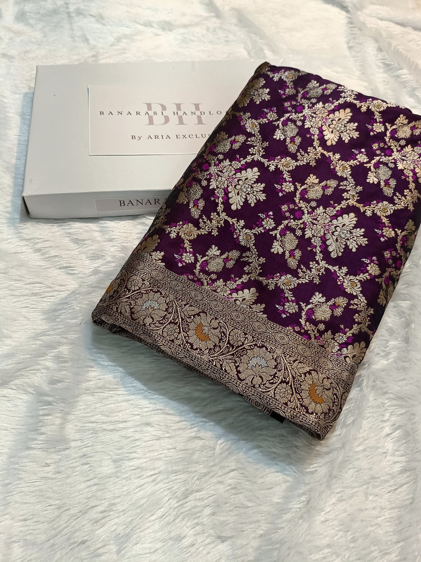 Pure Handloom Katan Silk Banarasi Saree with Meenakari Jaal Weaving