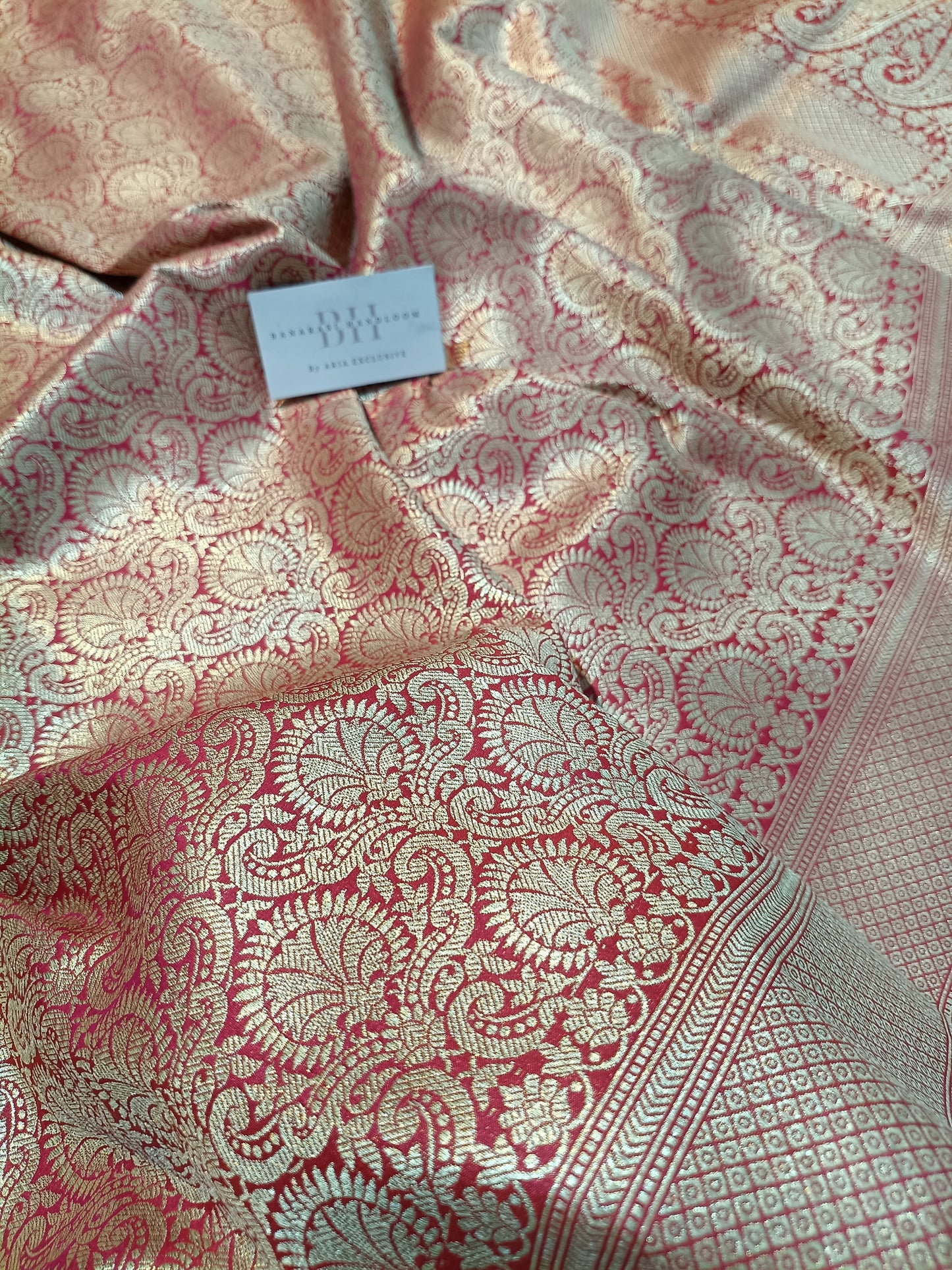 Pure Handloom Katan Silk Banarasi Saree with Floral Jaal Weaving