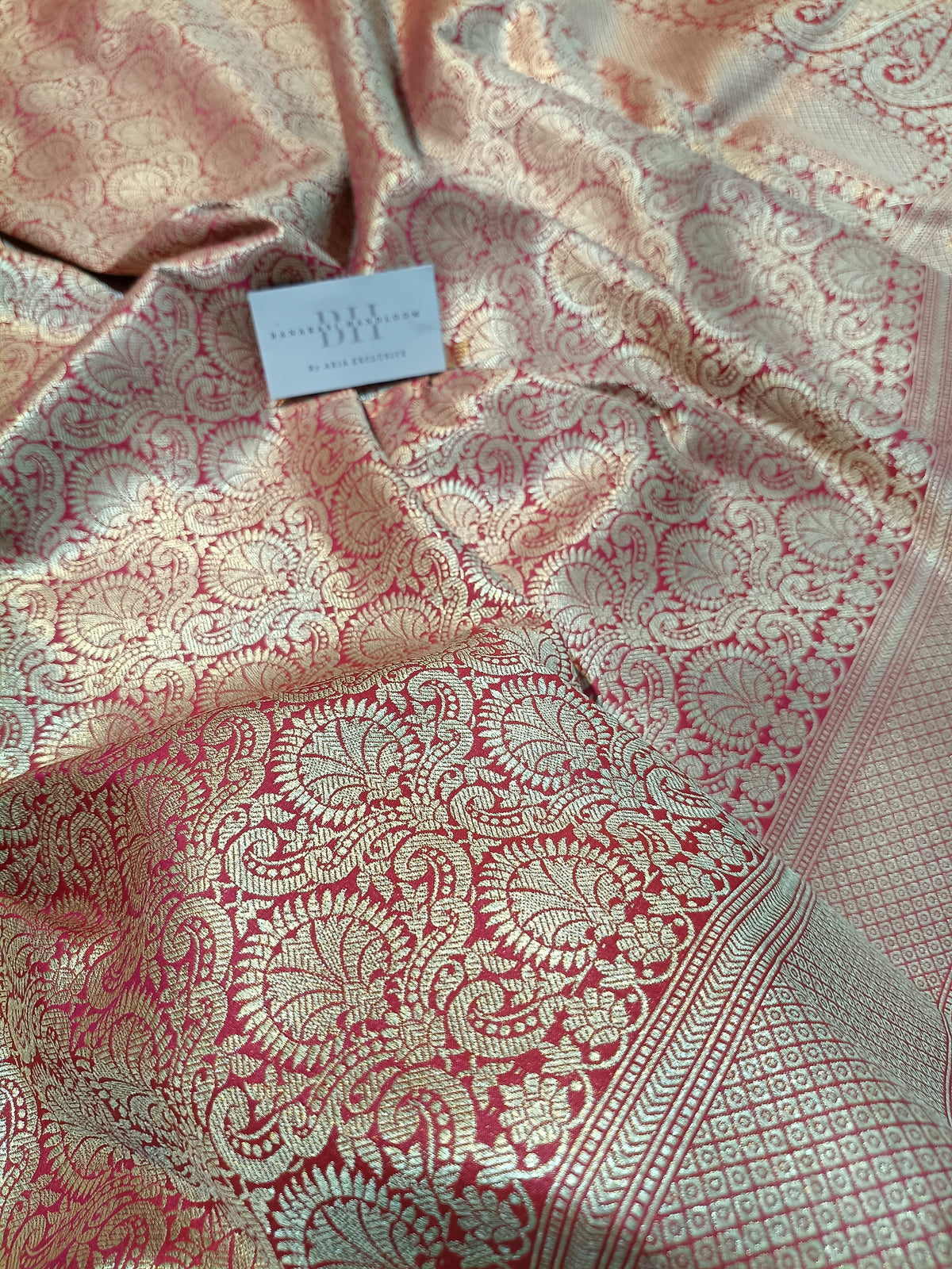 Pure Handloom Katan Silk Banarasi Saree with Floral Jaal Weaving