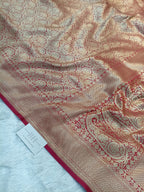 Pure Handloom Katan Silk Banarasi Saree with Floral Jaal Weaving